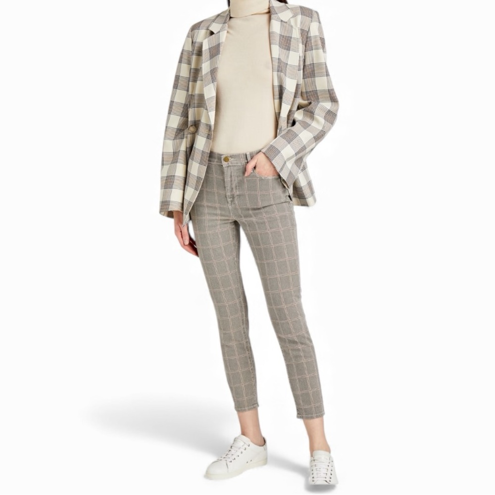 FRAME Plaid Le High Skinny Crop Stretchy Preppy Pants Size 26
